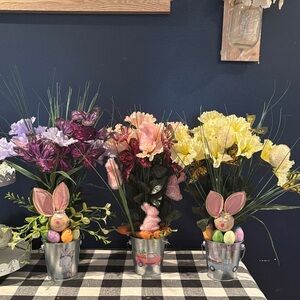 Handcrafted Floral Easter Arrangement with Bunny Accents